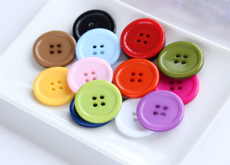 GANSSIA 1 Inch (25mm) 15 Colors Assorted Buttons Sewing Flatback Button Multicolors Pack of 90 with Box (Each Color 6 pcs) - Image 4